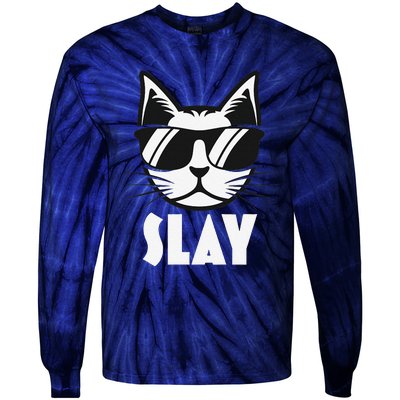 Slay Cat Slay Cat Slay Tie-Dye Long Sleeve Shirt