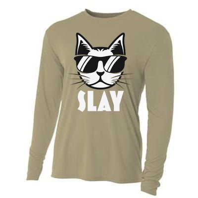 Slay Cat Slay Cat Slay Cooling Performance Long Sleeve Crew