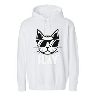 Slay Cat Slay Cat Slay Garment-Dyed Fleece Hoodie