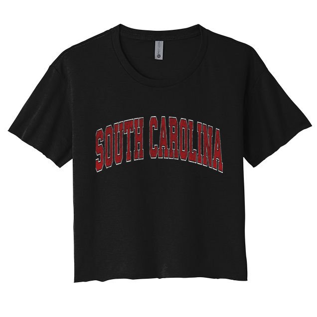 South Carolina Sc Vintage Athletic Sports Design Red Style Crop Top