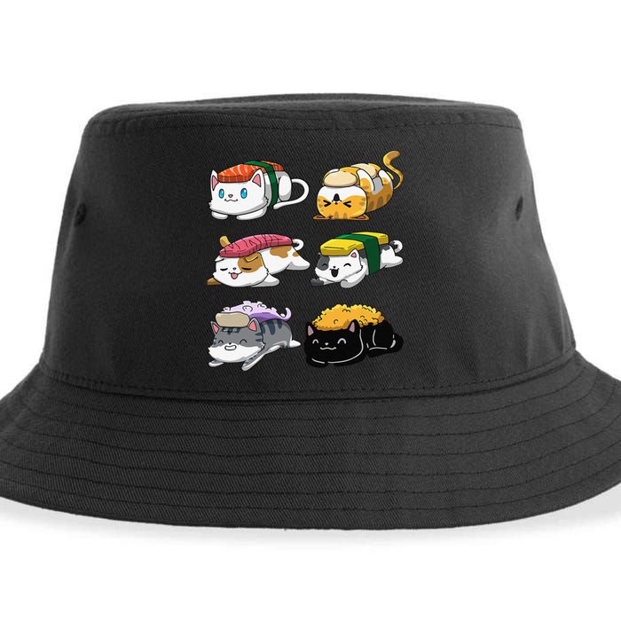 Sushi Cats Sushi Lover Cat Lover Kawaii Anime Neko  Sustainable Bucket Hat