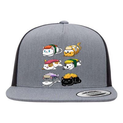 Sushi Cats Sushi Lover Cat Lover Kawaii Anime Neko  Flat Bill Trucker Hat