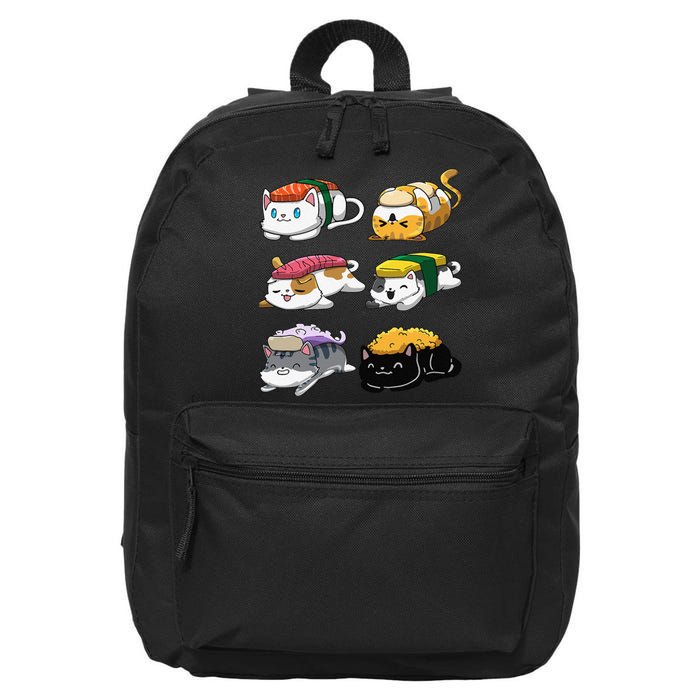 Sushi Cats Sushi Lover Cat Lover Kawaii Anime Neko  16 in Basic Backpack