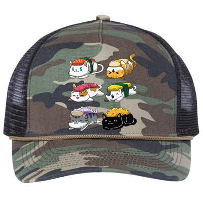 Sushi Cats Sushi Lover Cat Lover Kawaii Anime Neko  Retro Rope Trucker Hat Cap