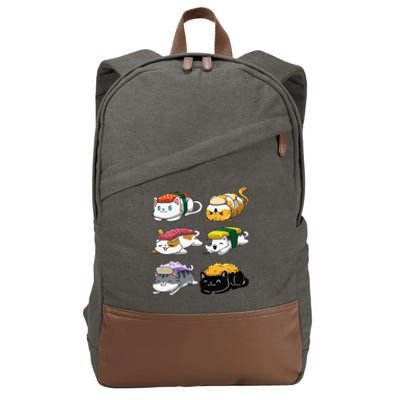 Sushi Cats Sushi Lover Cat Lover Kawaii Anime Neko  Cotton Canvas Backpack