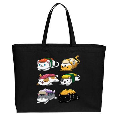 Sushi Cats Sushi Lover Cat Lover Kawaii Anime Neko  Cotton Canvas Jumbo Tote