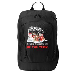 Snow Cat Santa Christmas Snowly Cat Mom Cat Dad Cat Lover Gift City Backpack