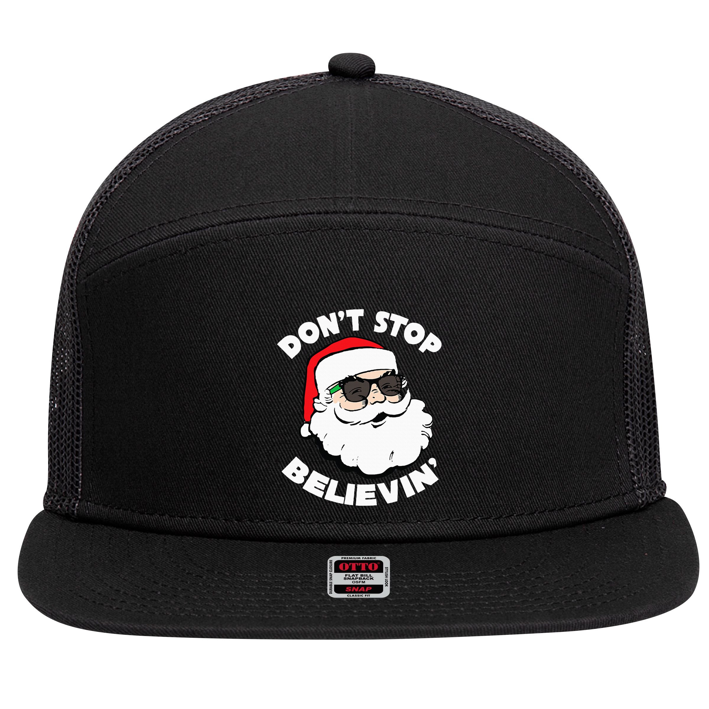 Santa Claus Sunglasses Funny DonT Stop Believing Santa 7 Panel Mesh Trucker Snapback Hat