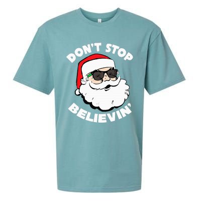 Santa Claus Sunglasses Funny DonT Stop Believing Santa Sueded Cloud Jersey T-Shirt