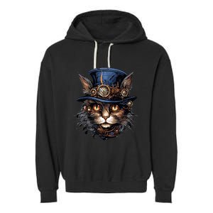 Steampunk Cat Garment-Dyed Fleece Hoodie