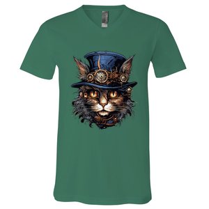 Steampunk Cat V-Neck T-Shirt