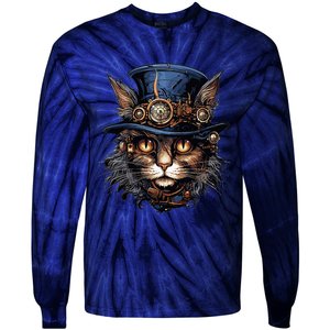 Steampunk Cat Tie-Dye Long Sleeve Shirt