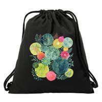 Succulent Circles Drawstring Bag