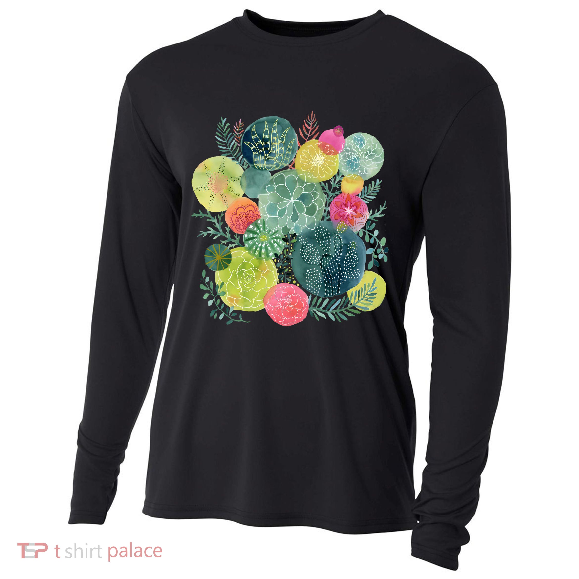 Succulent Circles Cooling Performance Long Sleeve Crew