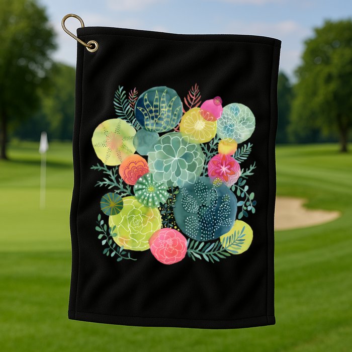 Succulent Circles Golf Towel