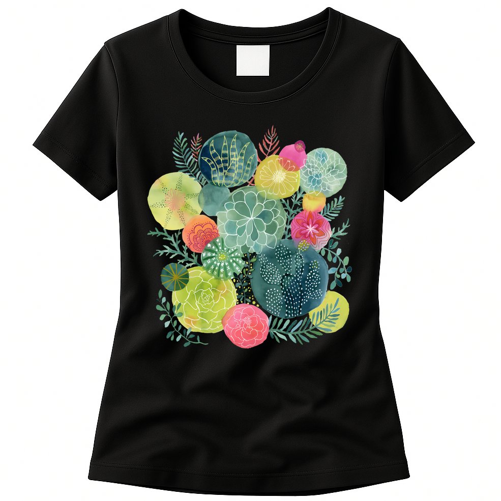 Succulent Circles Womens T-Shirt
