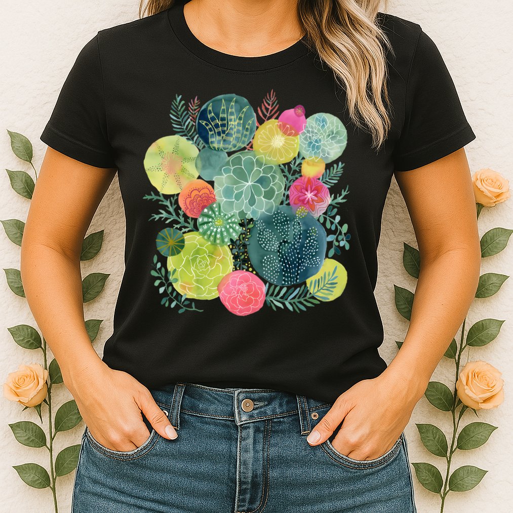 Succulent Circles Womens T-Shirt