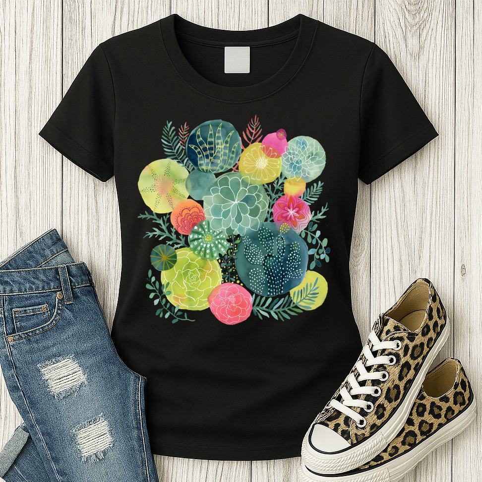 Succulent Circles Womens T-Shirt