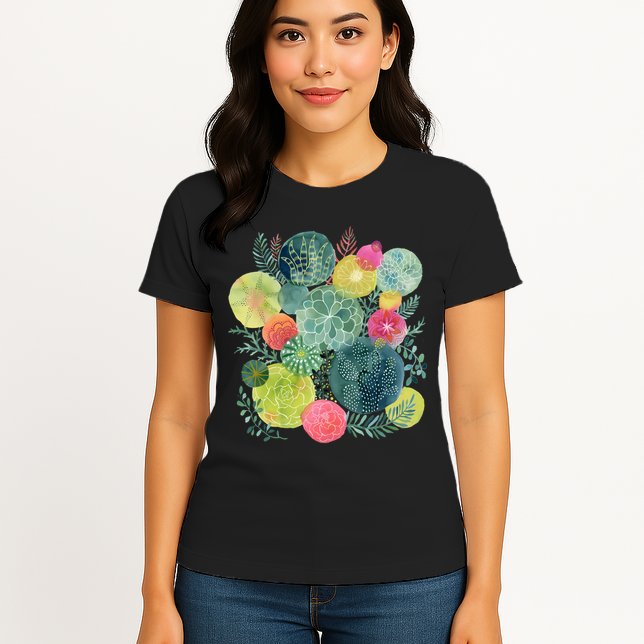 Succulent Circles Womens T-Shirt