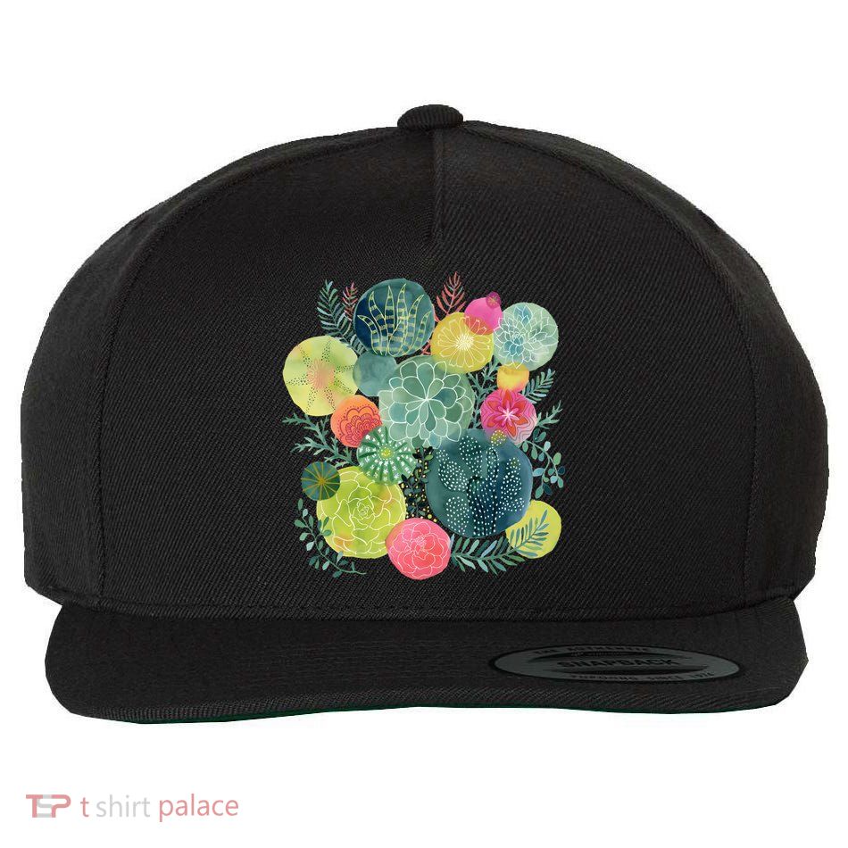 Succulent Circles Wool Snapback Cap