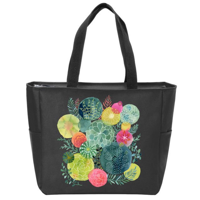 Succulent Circles Zip Tote Bag
