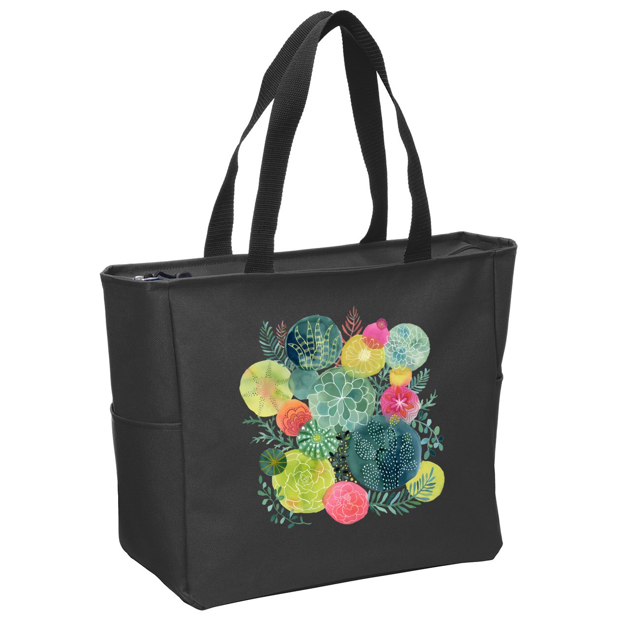 Succulent Circles Zip Tote Bag