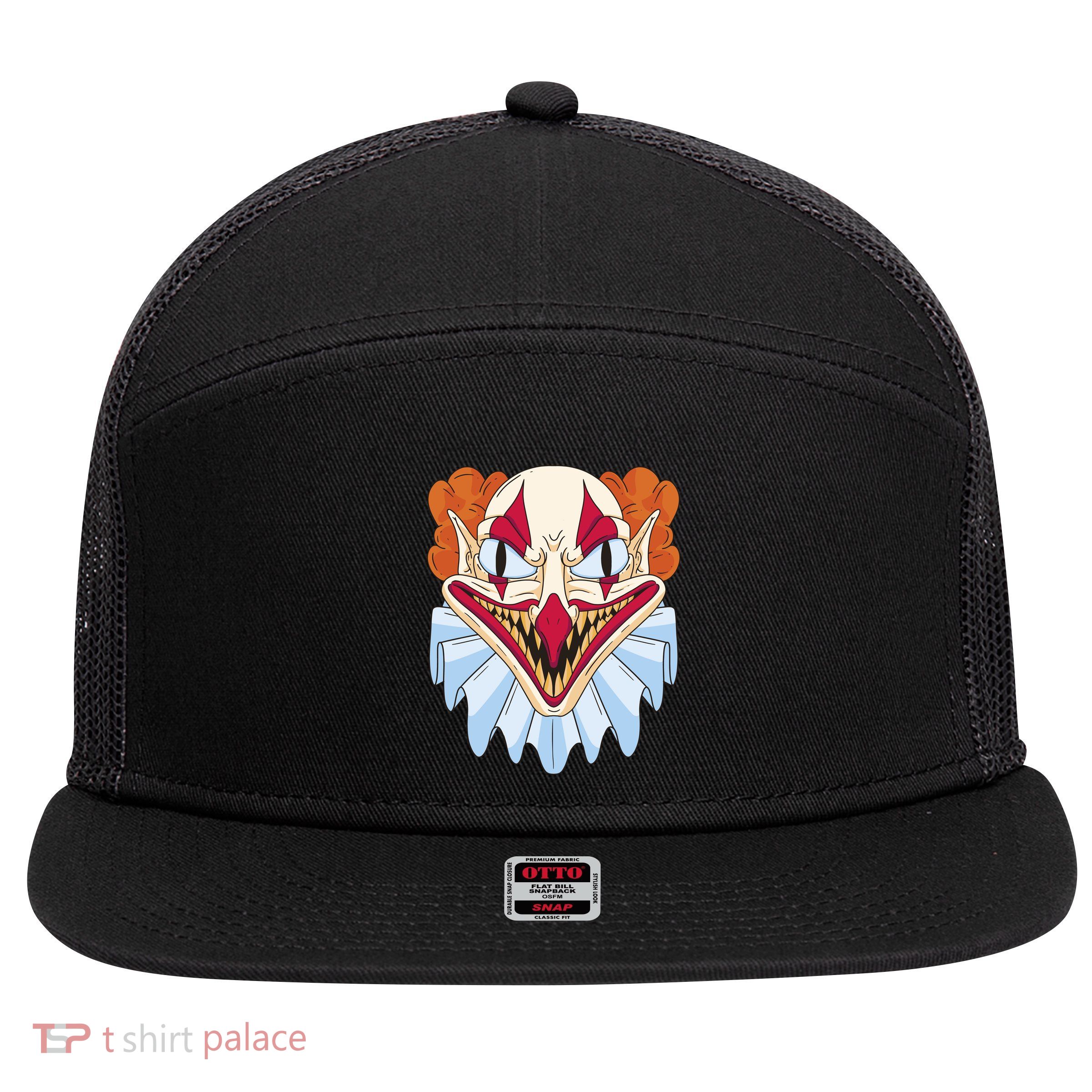 Scary Clown Smile 7 Panel Mesh Trucker Snapback Hat