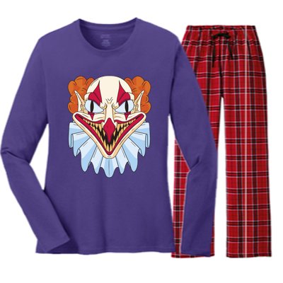 Scary Clown Smile Women's Long Sleeve Flannel Pajama Set 