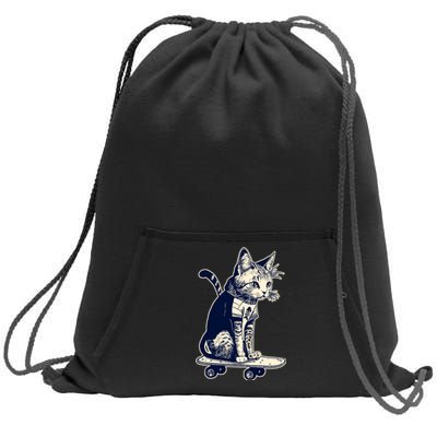 Skate Cat Sweatshirt Cinch Pack Bag