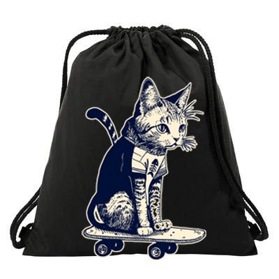 Skate Cat Drawstring Bag