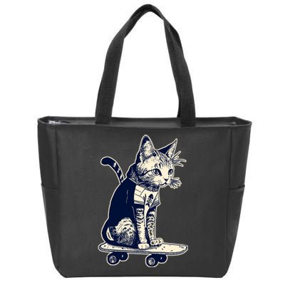 Skate Cat Zip Tote Bag