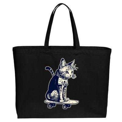 Skate Cat Cotton Canvas Jumbo Tote