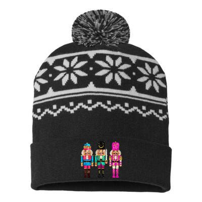 S.E.Q.U.I.N Cheerful S.P.A.R.K.L.Y Nutcrackers Christmas USA-Made Snowflake Beanie