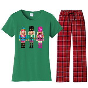 S.E.Q.U.I.N Cheerful S.P.A.R.K.L.Y Nutcrackers Christmas Women's Flannel Pajama Set