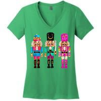 S.E.Q.U.I.N Cheerful S.P.A.R.K.L.Y Nutcrackers Christmas Women's V-Neck T-Shirt