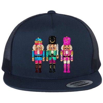 S.E.Q.U.I.N Cheerful S.P.A.R.K.L.Y Nutcrackers Christmas Flat Bill Trucker Hat