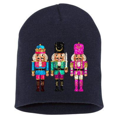 S.E.Q.U.I.N Cheerful S.P.A.R.K.L.Y Nutcrackers Christmas Short Acrylic Beanie