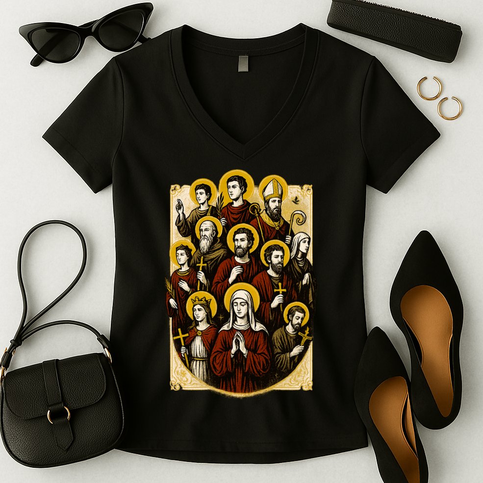 Saints Collage Women's V-Neck T-Shirt
