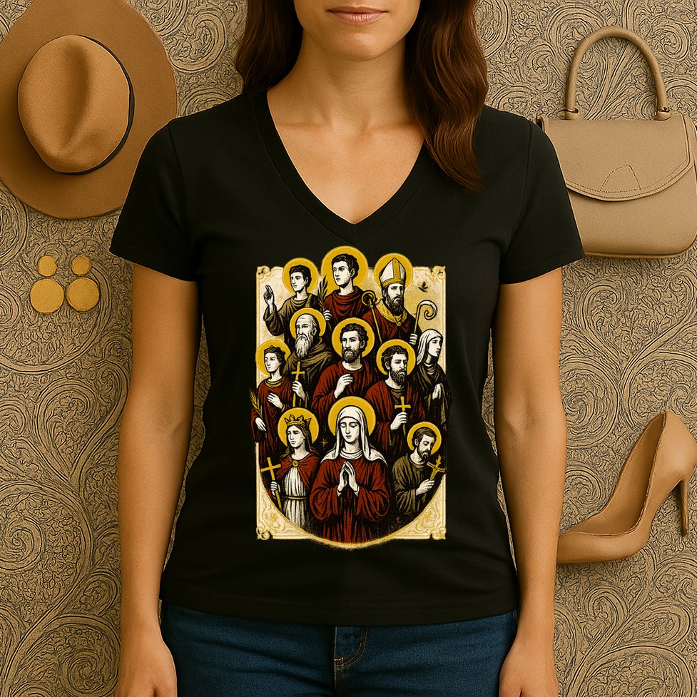 Saints Collage Women's V-Neck T-Shirt