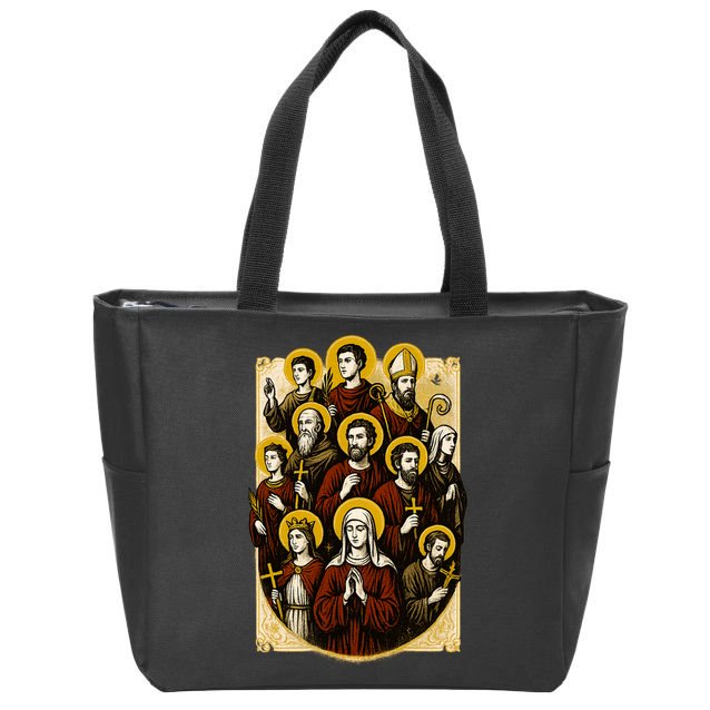 Saints Collage Zip Tote Bag