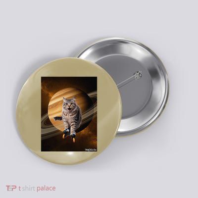 Skating Cat Saturn Space Button
