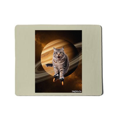 Skating Cat Saturn Space Mousepad