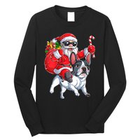 S Christmas Santa Claus Riding French Bulldog Xmas S Dog Vneck Long Sleeve Shirt