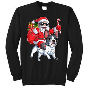 S Christmas Santa Claus Riding French Bulldog Xmas S Dog Vneck Sweatshirt