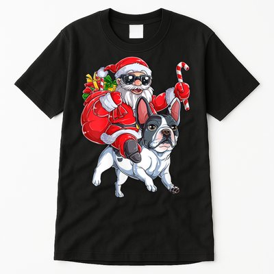 S Christmas Santa Claus Riding French Bulldog Xmas S Dog Vneck Tall T-Shirt