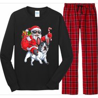 S Christmas Santa Claus Riding French Bulldog Xmas S Dog Vneck Long Sleeve Pajama Set