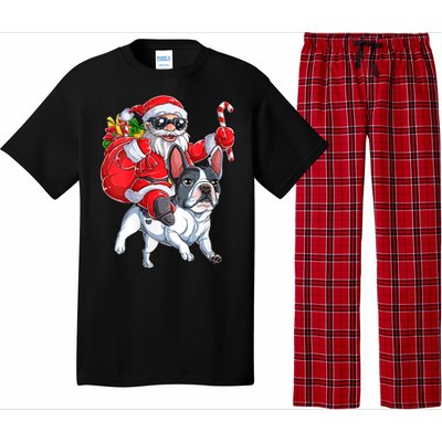 S Christmas Santa Claus Riding French Bulldog Xmas S Dog Vneck Pajama Set