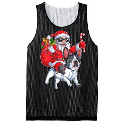 S Christmas Santa Claus Riding French Bulldog Xmas S Dog Vneck Mesh Reversible Basketball Jersey Tank