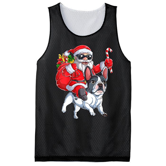 S Christmas Santa Claus Riding French Bulldog Xmas S Dog Vneck Mesh Reversible Basketball Jersey Tank