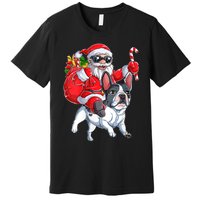 S Christmas Santa Claus Riding French Bulldog Xmas S Dog Vneck Premium T-Shirt